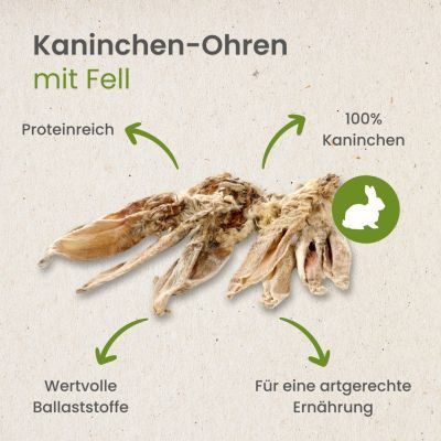 Thumbnail 4: kauartikel.com Kaninchen-Ohren mit Fell - Hunde-Kauartikel - Hunde-Snack - Hypoallergen-Kausnack - Hasen-Leckerli
