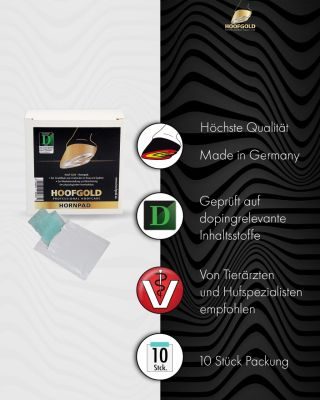 Thumbnail 5: Hoofgold Hornpad für Pferde - Strahlpflege bei Strahlfäule, zum Eindrücken in die Strahlfurche, Inhalt 10 Pads