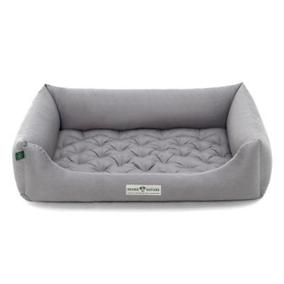 HOUND&NATURE Hundebett ZERMATT L hellgrau + wasserfestem Fleece-Matratzenüberzug