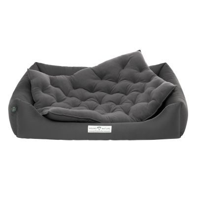 HOUND&NATURE Hundebett ZÜRICH XL dunkelgrau + wasserfestem Fleece-Matratzenüberzug