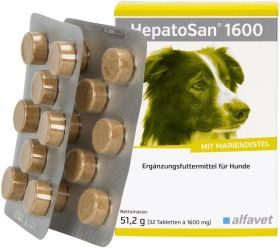 alfavet HepatoSan 1600 unterstützt den Leberstoffwechsel von Hunden 32 Tbl.