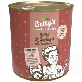 Betty's Landhausküche Nassfutter für Hunde Wild & Geflügel 6x 800g
