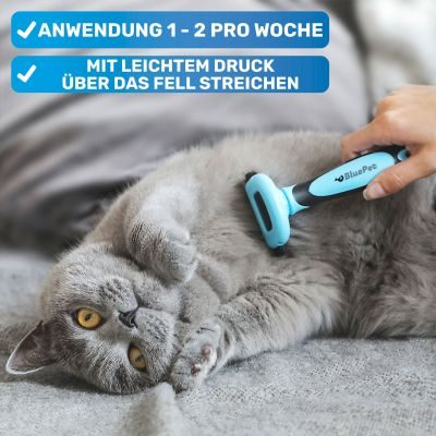 Thumbnail 5: BluePet Kurzhaar Unterfellbürste - Deshedder, Unterwollbürste für Hunde & Katzen im Fellwechsel - Entfernen von Unterwolle, Filz & Knoten - Unterwollkamm