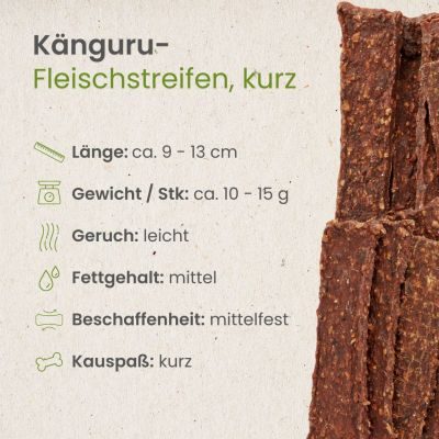 Thumbnail 3: kauartikel.com Känguru-Fleischstreifen, kurz - Hunde-Kauartikel - Hunde-Snack - Hypoallergen-Kausnack - Leckerli