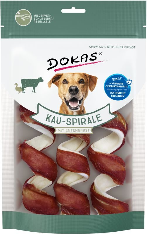 Dokas Kau-Spirale mit Entenbrust Premium Hundesnack 8x 3Stk. Multipack