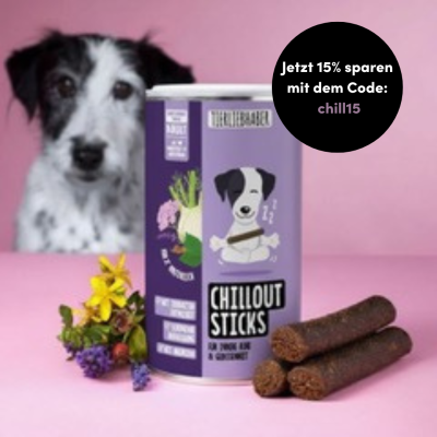 Tierliebhaber Chillout Sticks für Hunde - Natürliche Beruhigungshilfe. Bei Unruhe, Nervosität & Angst