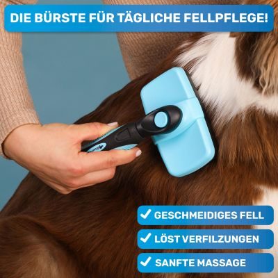 Thumbnail 5: BluePet Selbstreinigende Zupfbürste mit Pins, Hundebürste & Katzenbürste für Langhaar, ZupfZeug 2.0 mit Reinigungsknopf für die tägliche Anwendung
