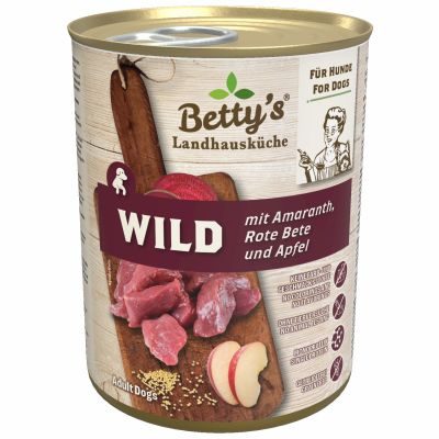 Betty's Landhausküche Nassfutter für Hunde Wild mit Rote Beete 6x 400g
