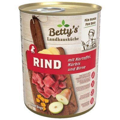 Betty's Landhausküche Nassfutter für Hunde Rind mit Kartoffel 12x 400g