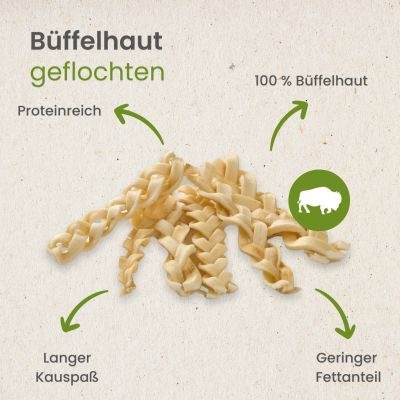 Thumbnail 1: kauartikel.com Büffelhaut-Zöpfe - Hunde-Kauartikel - Hunde-Snack - Büffel-Kausnack - Leckerli vom Rind - geflochtene Rinder-Haut