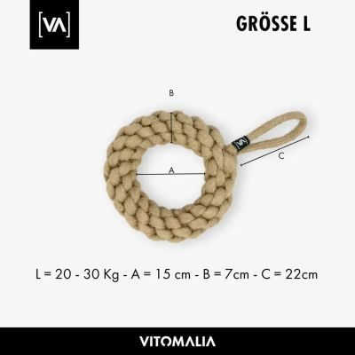 Thumbnail 8: Vitomalia Geflochtener Zerr-Ring für Hunde: 100% Naturhanf, handgeknotet - Eco Tug L