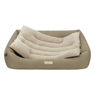 HOUND&NATURE SET: Hundebett LUZERN XXL taupe + wasserfestem Baumwoll -Matratzenüberzug
