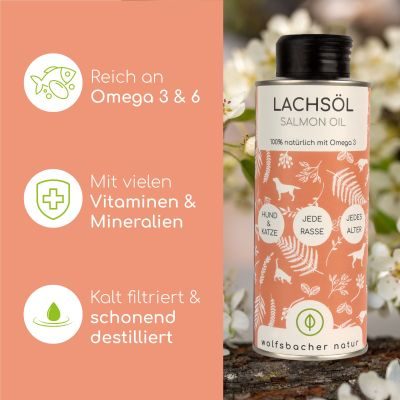 Thumbnail 8: Wolfsbacher Natur Natürliches Lachsöl für Hunde & Katzen 250ml