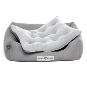 HOUND&NATURE SET: Hundebett ZÜRICH S hellgrau + wasserfestem Fleece-Matratzenüberzug