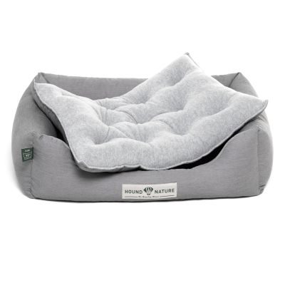 HOUND&NATURE Hundebett ZÜRICH S hellgrau + wasserfestem Fleece-Matratzenüberzug