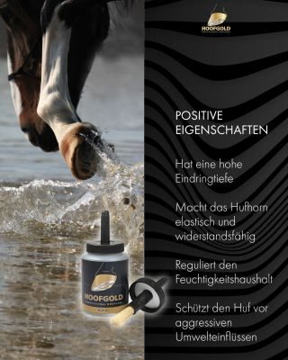 Thumbnail 6: Hoofgold Huföl für Pferde mit Pinsel - zur täglichen Hufpflege bei sprödem und brüchigem Horn - 500 ml