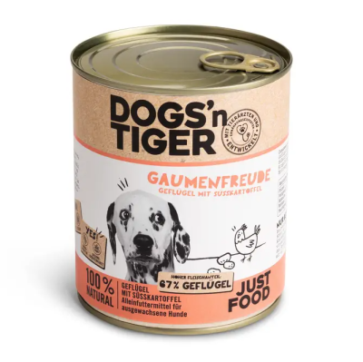 Thumbnail 3: Dogs'n Tiger Adult Premium Hundefutter, Nassfutter, Getreidefrei, Gaumenfreude, Geflügel & Süßkartoffel, 6x 800g