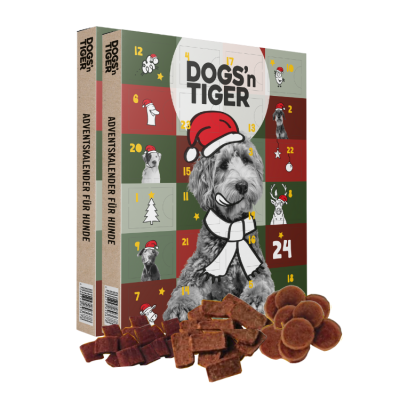 Dogs'n Tiger Adventskalender 2024, Weihnachtsgeschenk, Hund Snacks, Gefriergetrocknete Snacks, Enten, Huhn & Lachs, Weihnachtskalender