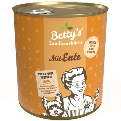 Thumbnail 1: Betty's Landhausküche Nassfutter für Hunde mit Ente 6x 800g