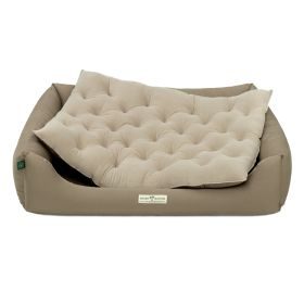HOUND&NATURE SET: Hundebett ZÜRICH XL taupe + wasserfestem Fleece-Matratzenüberzug