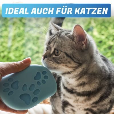 Thumbnail 4: BluePet Weiche Badebürste Gummistriegel: Kurzhaar Hunde & Katzen mit Massageeffekt - Entfernt loses Deckhaar & Schmutz - Badestriegel Shampoo einmassieren
