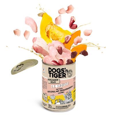 Thumbnail 7: Dogs'n Tiger Adult, Katzenfutter, Frohsinn, Katzen Nassfutter, Getreidefrei, Geflügel & Kürbis, 12x 400g