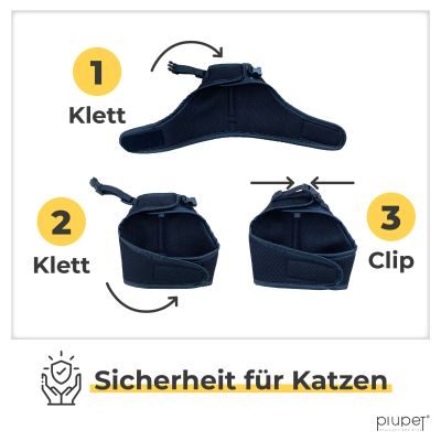 Thumbnail 2: PIUPET Katzengeschirr mit 1,2m Leine I Ausbruchsicher I Katzenleine mit Geschirr für Katzen I Schwarz (S)