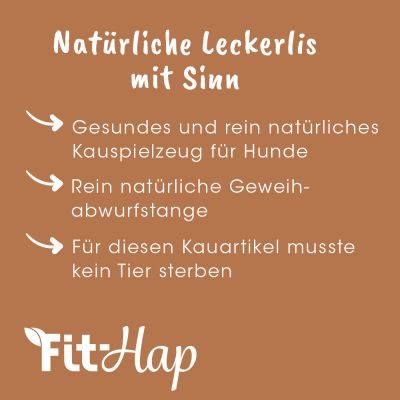 Thumbnail 2: Fit-Hap Geweihmineral-Snack halb XL (160-250 g) – Natürlicher Kausnack aus Abwurfstange für Hunde