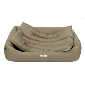 HOUND&NATURE SET: Hundebett LUZERN XXL taupe + wasserfestem kuscheligen Fleece-Matratzenüberzug