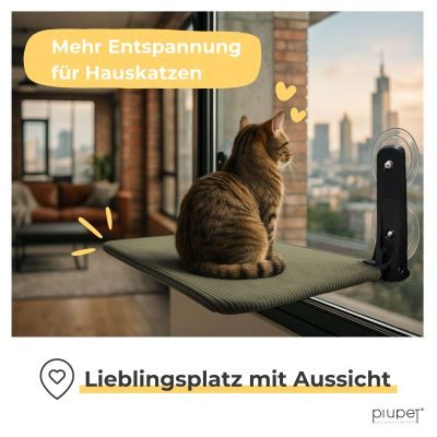 Thumbnail 8: PIUPET Katzenfensterliege I Klappbare Katzenliege mit Saugnäpfen I Wendbare Hängematte für Fenster I bis 20 kg