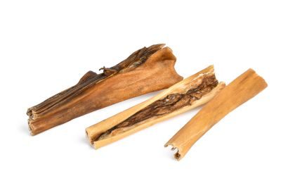 Thumbnail 3: Kaureks Natur Hundeleckerlies Hirschhaut (Gold) 1 Kg ca. 15 cm- hypoallergener Hunde-Kauartikel - Hunde-Snack - Kausnack - Leckerli