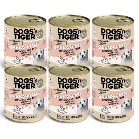 Dogs'n Tiger Junior, Hundefutter, Grünschnabel, Hunde Nassfutter, Welpen Futter, Geflügel, Getreidefrei, Naturreis, Karotte & Zucchini, 6x 800g