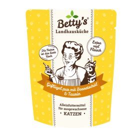 Betty's Landhausküche Diätfutter für Katzen mit Geflügel pur und Borretschöl 12x 250g im Frischebeutel
