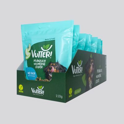 Vutter! Snack: Wie Fisch 10 x 110g | Snacks fürs Training | veganes Hundefutter | 110g