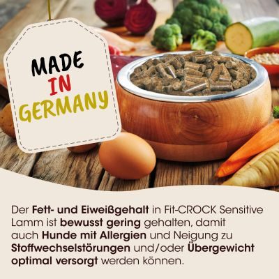 Thumbnail 4: Fit-CROCK® Sensitive Lamm Maxi 10 kg – Kaltgepresstes Trockenfutter für sensible Hunde (getreidefrei & ohne synthetische Zusätze)