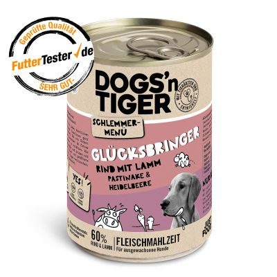 Thumbnail 8: Dogs'n Tiger Adult Hundefutter, Nassfutter, Getreidefrei, Mixpaket Schlemmerparadies, Rind, Lamm, Truthahn, Huhn & Ente, 16tlg-Set