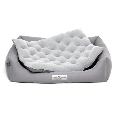HOUND&NATURE Hundebett ZÜRICH L hellgrau + wasserfestem Fleece-Matratzenüberzug