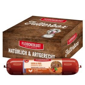 Fleischeslust Futterbox Senior Huhn & Rind (6x800g) Hundewurst