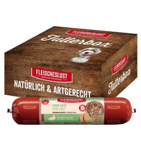 Fleischeslust Futterbox Pure Ente mit Apfel & Amarant sensitiv (6x800g) Hundewurst