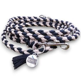 PARACORD FASHION Hundeleine aus Paracord - Einfach rund geflochten 2,5 m / Schwarz / Beige