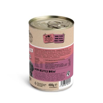 Thumbnail 6: Dogs'n Tiger Adult Hundefutter, Glücksbringer, Nassfutter, Getreidefrei, Rind, Lamm, Pastinake & Heidelbeeren, 12x 400g