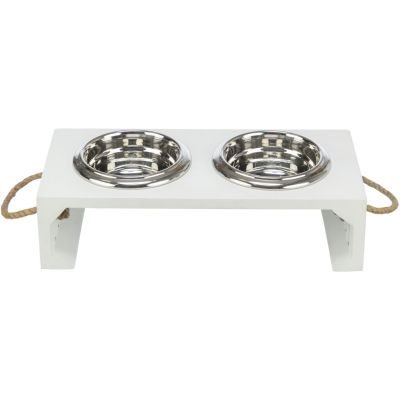 Thumbnail 1: TRIXIE BE NORDIC Napf-Set, MDF/Edelstahl 2 × 0,9 l/ø 17 cm/44 × 21 × 14 cm / Weiß