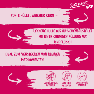 Thumbnail 2: Dokas Hühnchen-Rolle mit Rind weiche Hundeleckerlis 32x 10g Multipack