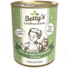 Betty's Landhausküche Katzennassfutter Huhn mit Kalb & Borretschöl 12x 400g