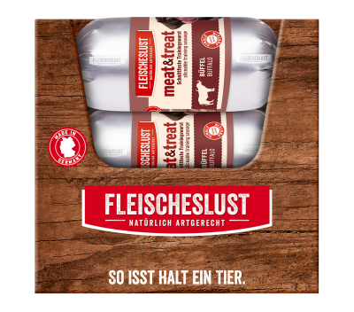 Thumbnail 5: Fleischeslust meat & treat Büffel 12 x 80 g Trainingswurst