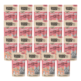Dogs'n Tiger Adult Katzenfutter, Firlefanz, Nassfutter für Katzen, Getreidefrei, Rind mit Truthahn & Karotte, 24x 125g