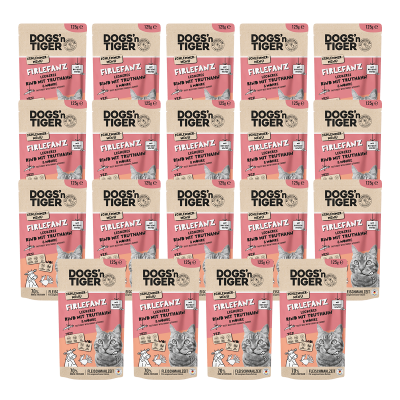 Thumbnail 1: Dogs'n Tiger Adult Katzenfutter, Firlefanz, Nassfutter für Katzen, Getreidefrei, Rind mit Truthahn & Karotte, 24x 125g