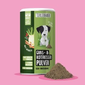 Tierliebhaber Gras & Kotfresser Pulver - Natürliche Hilfe bei Sodbrennen sowie Gras- und Kotfressen