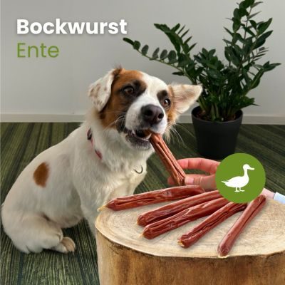 Thumbnail 2: kauartikel.com Bockwurst Ente - Hunde-Bockwurst - Kauartikel - Hunde-Snack - Kausnack - Leckerli von der Ente