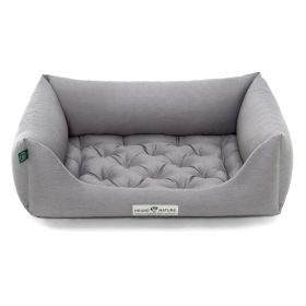 HOUND&NATURE SET: Hundebett ZERMATT M hellgrau + wasserfestem Baumwoll-Matratzenüberzug